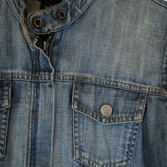 Calvin Klein Jeans Women's Collarless Denim Jacket Biker Trucker Style Size M - Picture 5 of 13